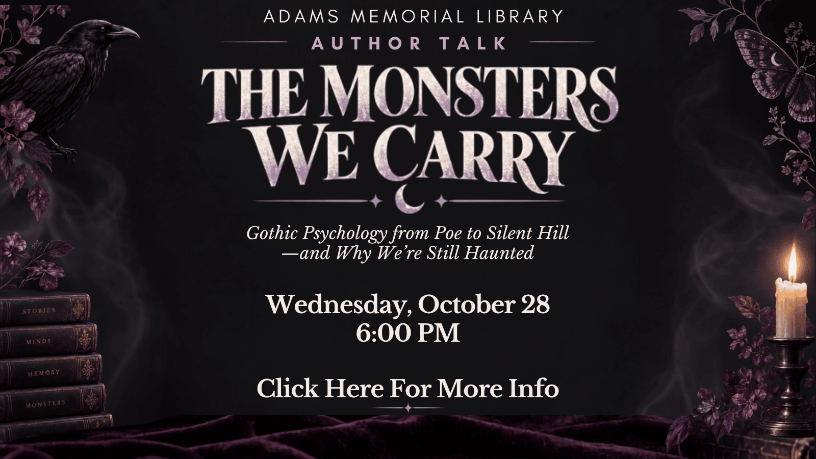 Join us for an exciting local author talk about the things that go bump in the night!