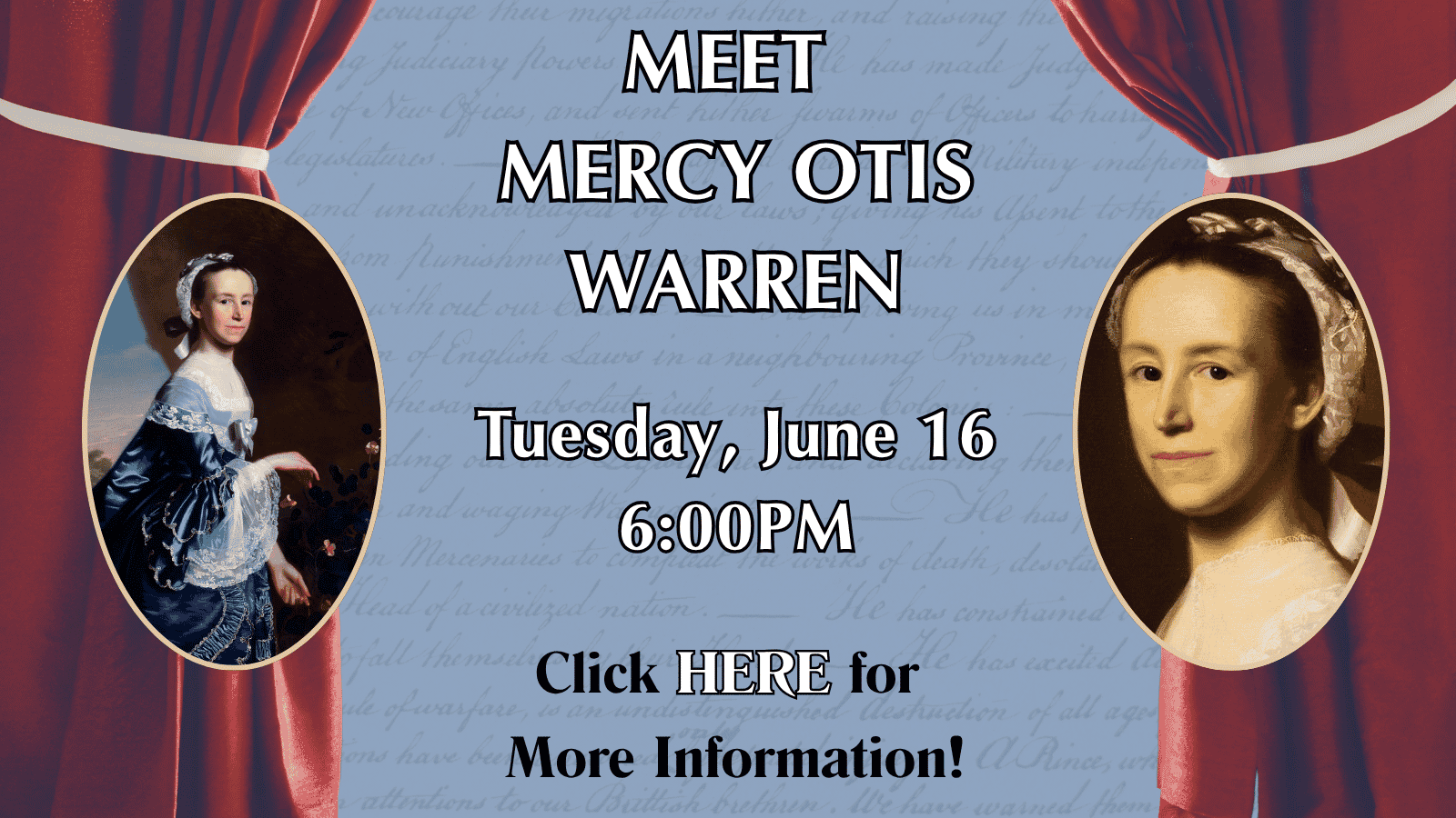 Meet Mercy Otis Warren and find out what her life was like! Meet Mercy Otis Warren and find out what her life was like!