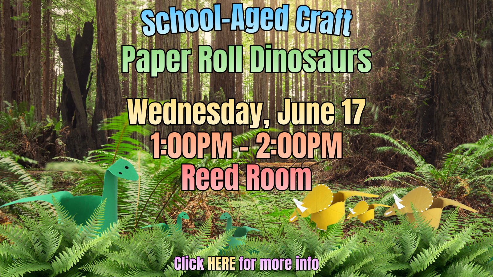 "Welcome to Jurassic Library" *cues Jurassic Park theme on kazoos as tiny dinos cross the Children's Room*