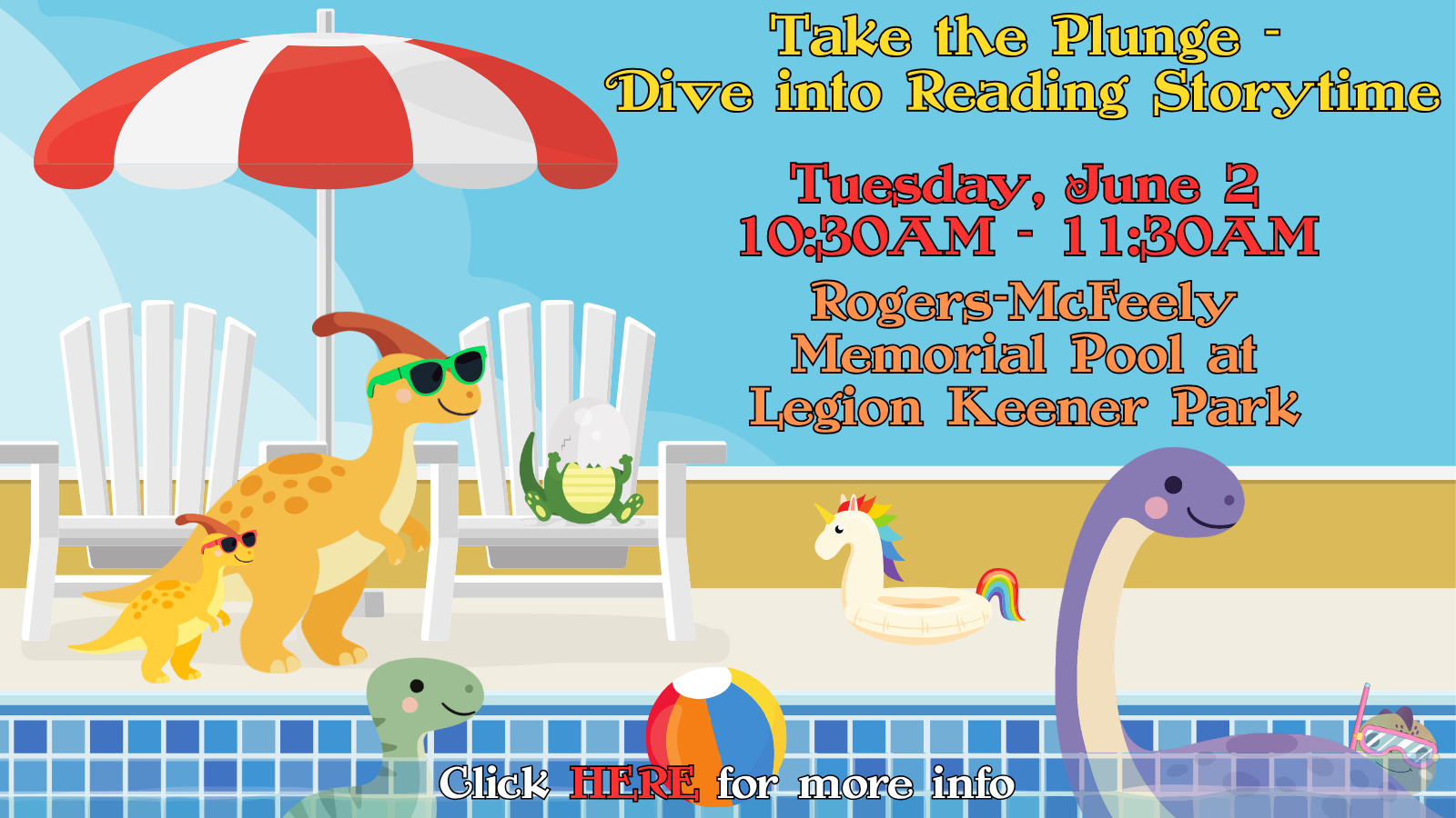 Don't take books into the pool! Join Miss Karen poolside instead!