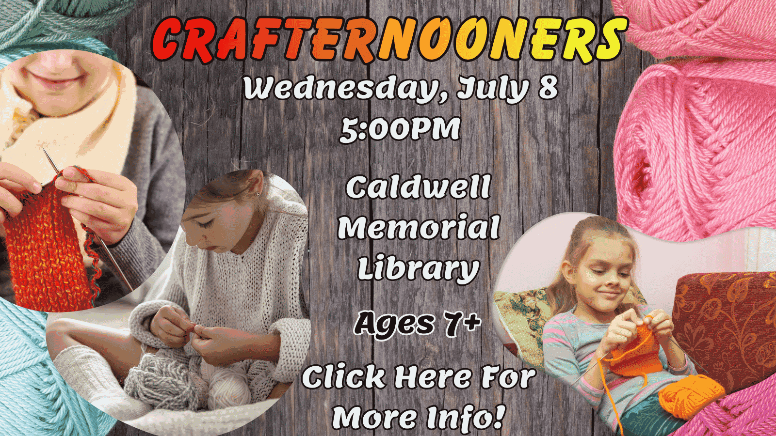 Yarn! Yarn crafts for everyone! Learn how to knit and/or crochet!
